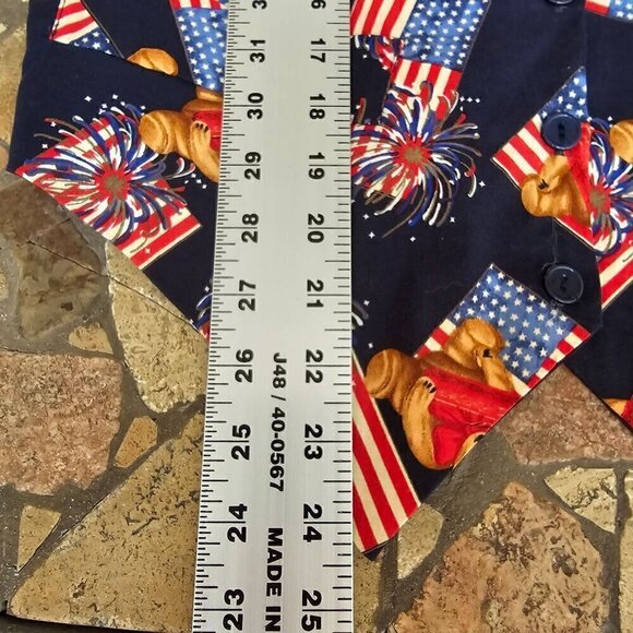 Vintage Saddle River Sportswear Patriotic Teddy Bear & Fireworks Vest Size Small - Picture 5 of 8